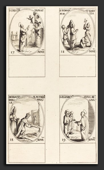 Jacques Callot (French, 1592 - 1635), St. Gregory; Sts. Romanus & Barulla; Dedication of the