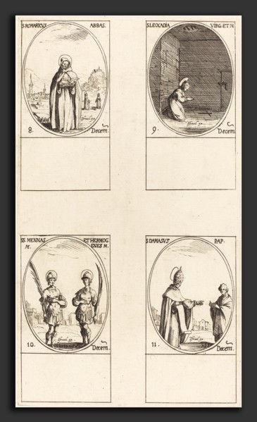 Jacques Callot (French, 1592 - 1635), St. Romaricus; St. Leocadia; Sts. Mennas and Hermogenes; St.