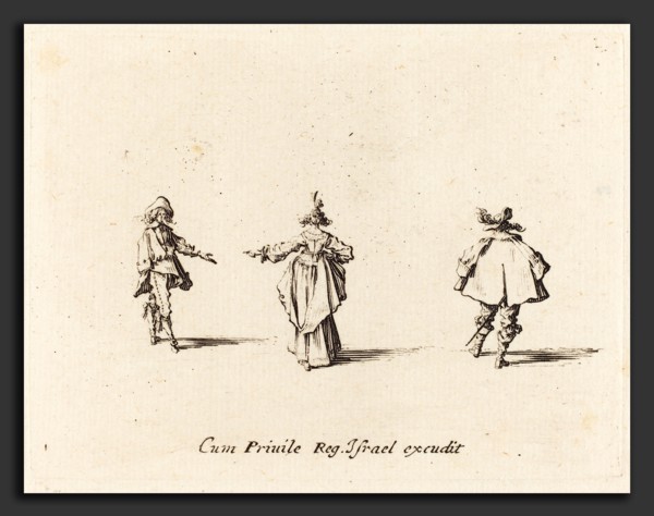 Jacques Callot (French, 1592 - 1635), Lady with Outstretched Arm,  Seen from Behind, and Two