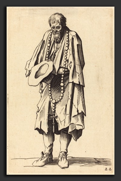 after Jacques Callot, Beggar with Rosary, etching