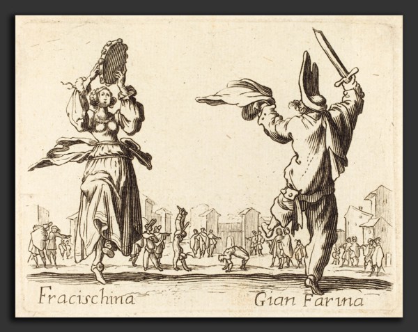 after Jacques Callot, Fracischina and Gian Farina, etching