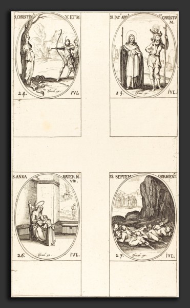 Jacques Callot (French, 1592 - 1635), St. Christina; St. James, Apostle, and St. Christopher; St.