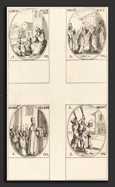 Jacques Callot (French, 1592 - 1635), St. Simeon Salus; The Visitation; Deposition of the Virgin's