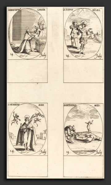 Jacques Callot (French, 1592 - 1635), St. Bonaventura; St. Justus; St. Henry, Emperor; St.