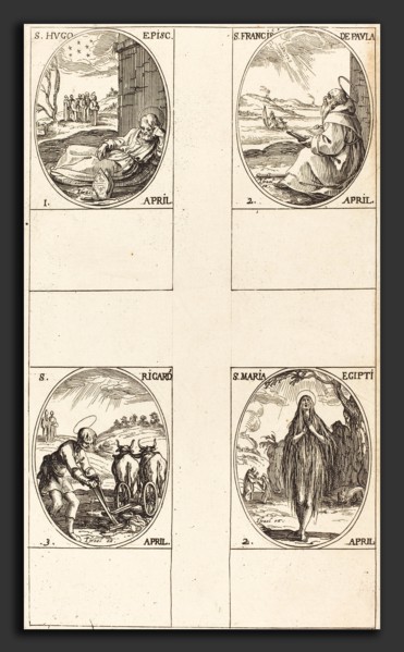 Jacques Callot (French, 1592 - 1635), St. Hugo; St. Francis of Paula; St. Mary of Egypt; St.