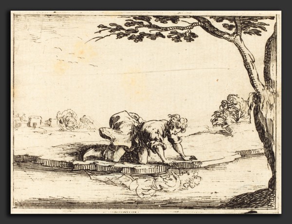 Jacques Callot (French, 1592 - 1635), Narcissus Looking in the Water, 1628, etching