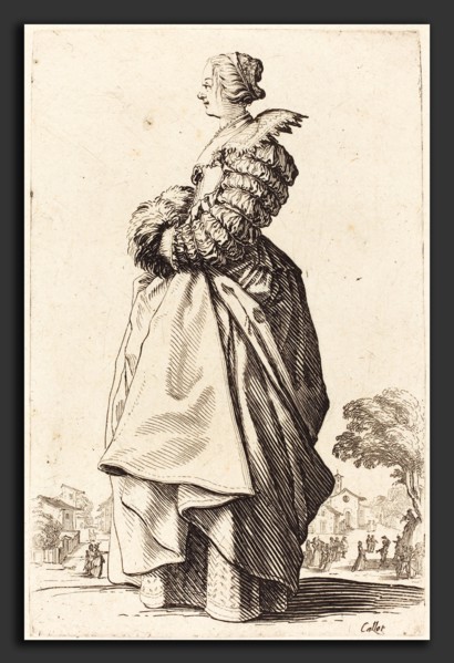 Jacques Callot (French, 1592 - 1635), Noble Woman in Profile with her Hands in a Muff, c.