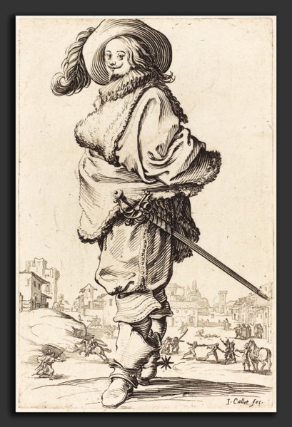 Jacques Callot (French, 1592 - 1635), Noble Man with Fur Plastron, c. 1620-1623, etching