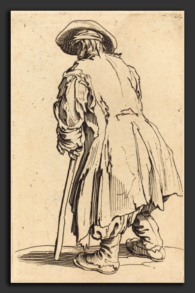 Jacques Callot (French, 1592 - 1635), Old Beggar with One Crutch, c. 1622, etching