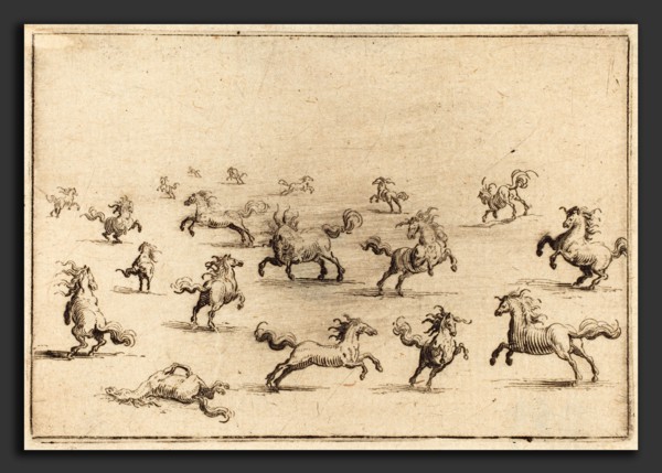 Jacques Callot (French, 1592 - 1635), Horses Running, c. 1622, etching
