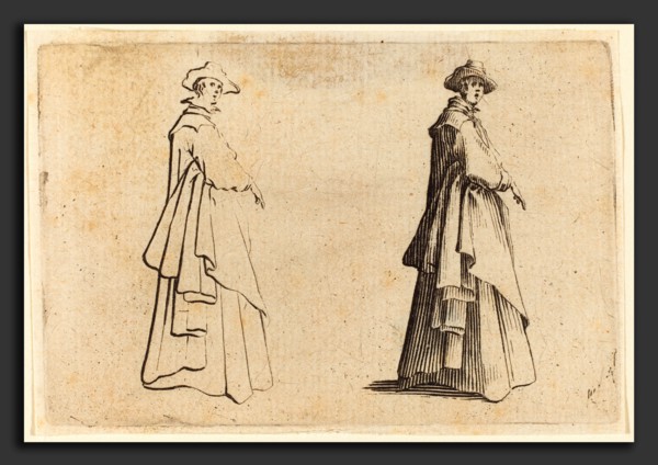 Jacques Callot (French, 1592 - 1635), Lady in a Large Coat, c. 1622, etching