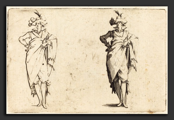 Jacques Callot (French, 1592 - 1635), Gentleman Viewed from the Front with Hand on Hip, c. 1622,