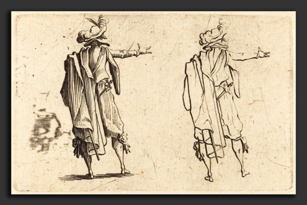 Jacques Callot (French, 1592 - 1635), Man seen from Behind with His Right Arm Extended, c. 1622,