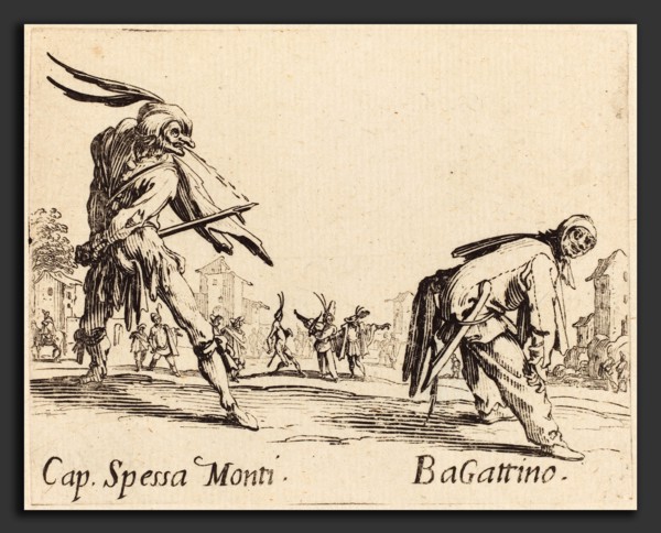 Jacques Callot (French, 1592 - 1635), Cap. Spessa Monti and Bagattino, c. 1622, etching