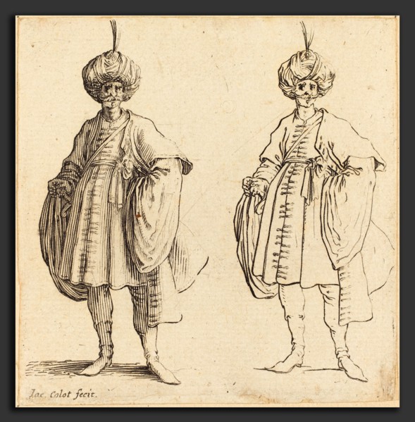 Jacques Callot (French, 1592 - 1635), Two Turks Dressed in Turbans with a Plume, etching