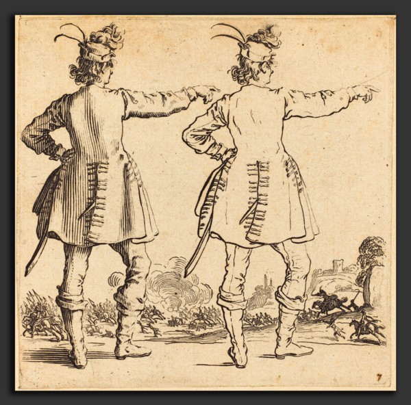 Jacques Callot (French, 1592 - 1635), Officer with Feathers in Cap, Seen from Behind, 1617 and