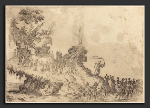 after Jacques Callot, The Float of Mount Parnassus, etching