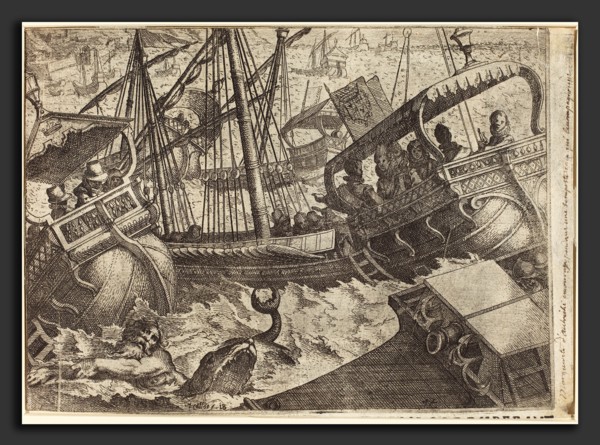 Jacques Callot (French, 1592 - 1635), Storm off the Coast of Barcelona [recto], 1612, etching