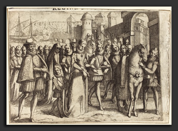 Jacques Callot (French, 1592 - 1635), Arrival at Valencia [recto], 1612, etching