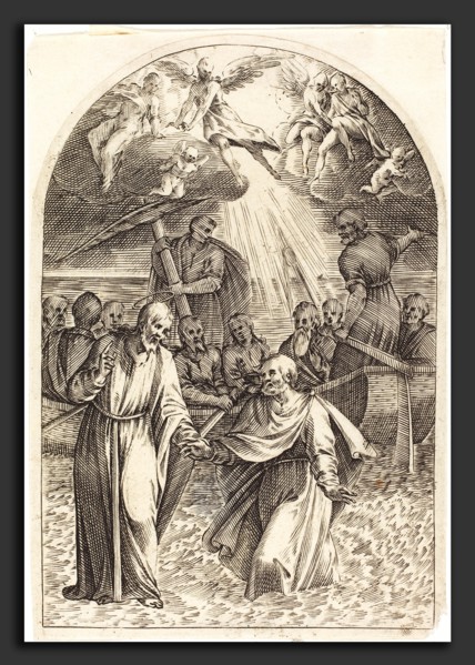 Jacques Callot (French, 1592 - 1635), Christ Walking on the Water [second plate], 1608-1611,
