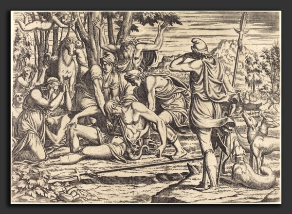 Léon Davent after Luca Penni (French (?), active 1540-1556), The Death of Adonis, etching