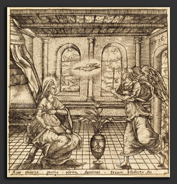 Léonard Gaultier (French, 1561 - 1641), The Annunciation, probably c. 1576-1580, engraving