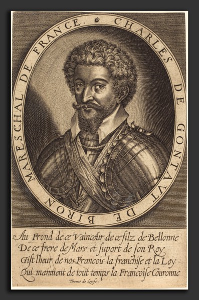 Thomas de Leu (French, c. 1560 - c. 1620), Charles de Gontaut, Duke of Biron, engraving on laid