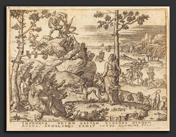 Etienne Delaune (French, 1518-1519 - 1583), Orion Killed by Apollo, engraving