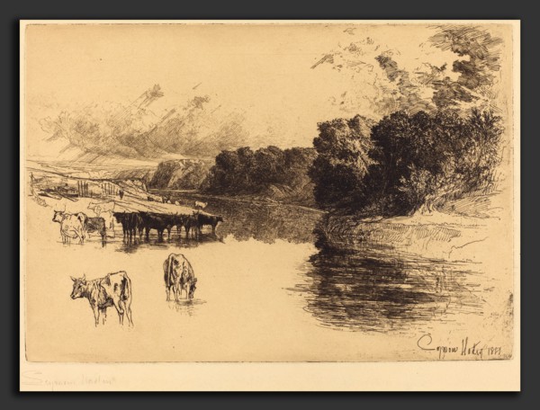Francis Seymour Haden (British, 1818 - 1910), A Lancashire River, 1881, etching and drypoint