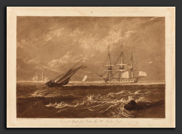 Joseph Mallord William Turner and Charles Turner (British, 1775 - 1851), The Leader Sea Piece,