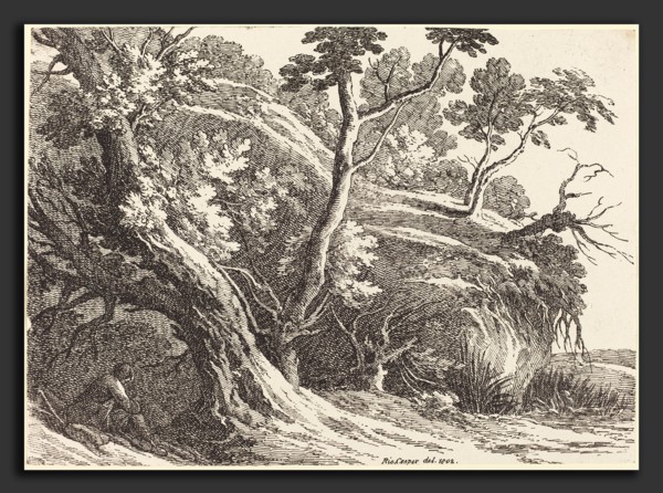 Richard Cooper II (British, 1740 - after 1814), Landscape with Large Trees, 1802, pen-and-tusche