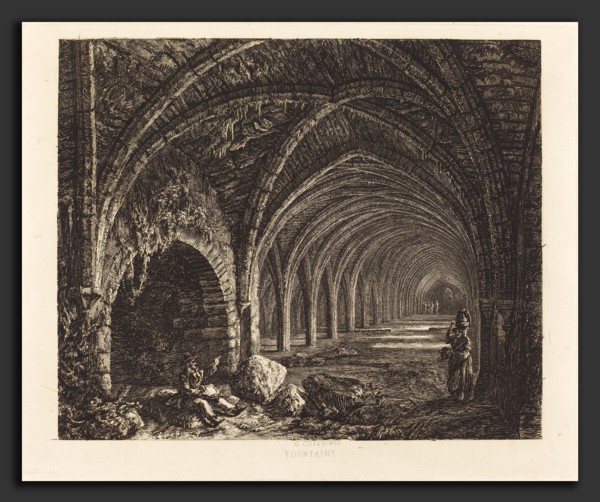 George Cuitt the Younger (British, 1779 - 1854), Fountains, 1822, etching
