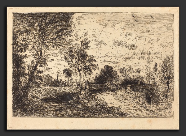 John Constable (British, 1776 - 1837), Milford Bridge, c. 1826, etching on wove paper [1st state]