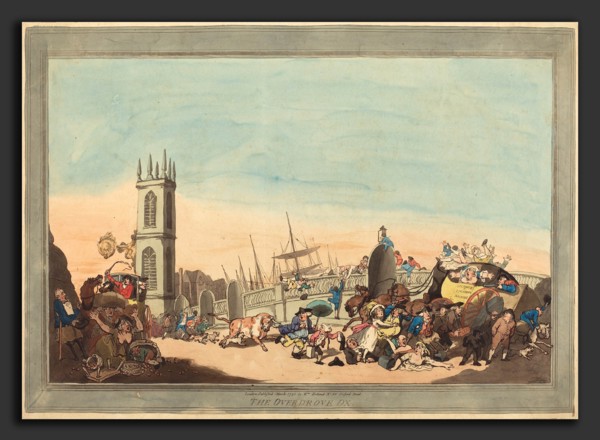 Thomas Rowlandson (British, 1756 - 1827), The Overdrove Ox, 1787, hand-colored etching and aquatint