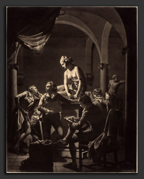 William Pether after Joseph Wright (British, probably 1731 - 1821), An Academy by Lamplight, 1772,