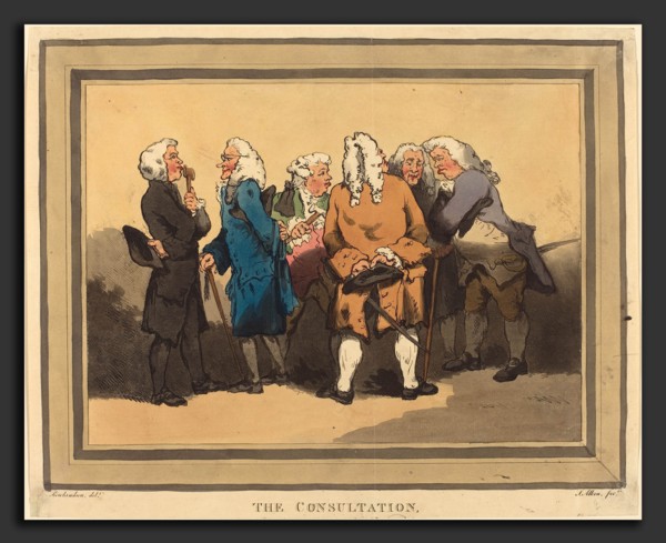 Thomas Rowlandson (British, 1756 - 1827), The Consultation, published 1785, hand-colored etching