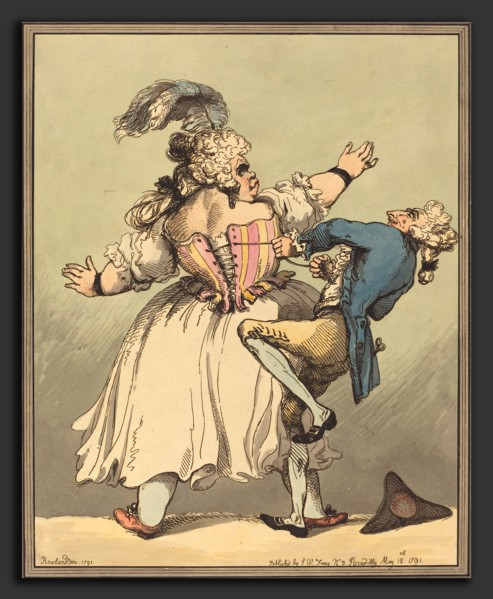 Thomas Rowlandson (British, 1756 - 1827), A Little Tighter, 1791, hand-colored etching