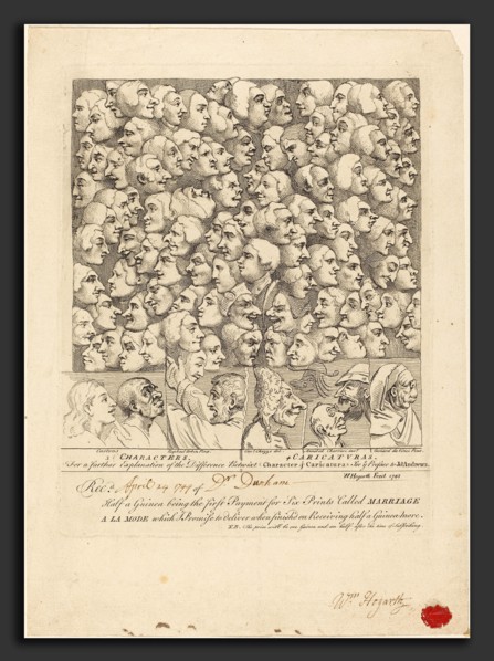 William Hogarth (English, 1697 - 1764), Characters and Caricaturas, 1743, etching