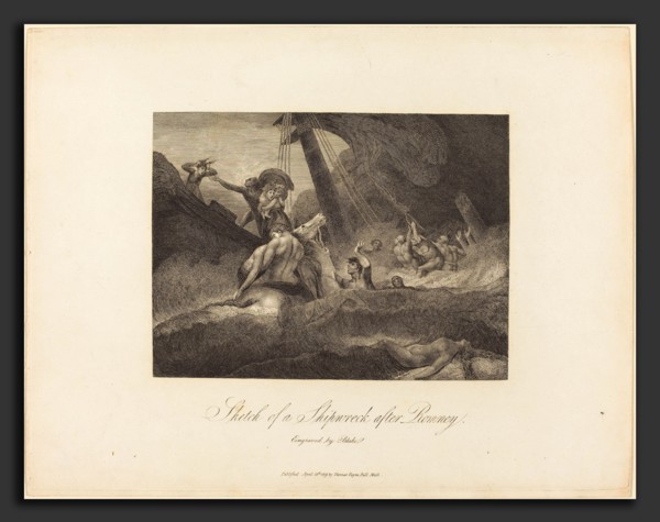 William Blake after George Romney (British, 1757 - 1827), Sketch of a Shipwreck, 1809, engraving