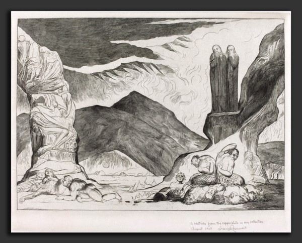 William Blake (British, 1757 - 1827), The Circle of the Falsifiers: Dante and Virgil Covering their