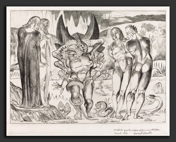 William Blake (British, 1757 - 1827), The Circle of the Thieves; Agnolo Brunelleschi Attacked by a