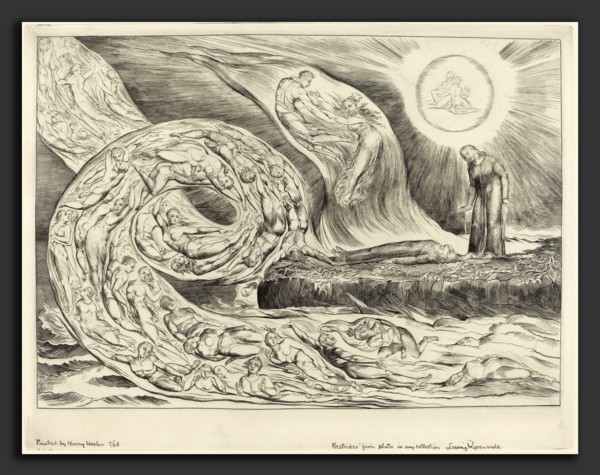 William Blake (British, 1757 - 1827), The Circle of the Lustful: Paolo and Francesca, 1827,