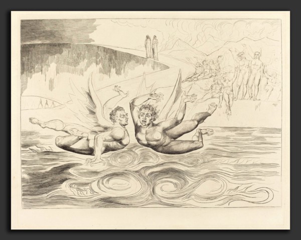 William Blake (British, 1757 - 1827), The Circle of the Corrupt Officials; the Devils Mauling Each