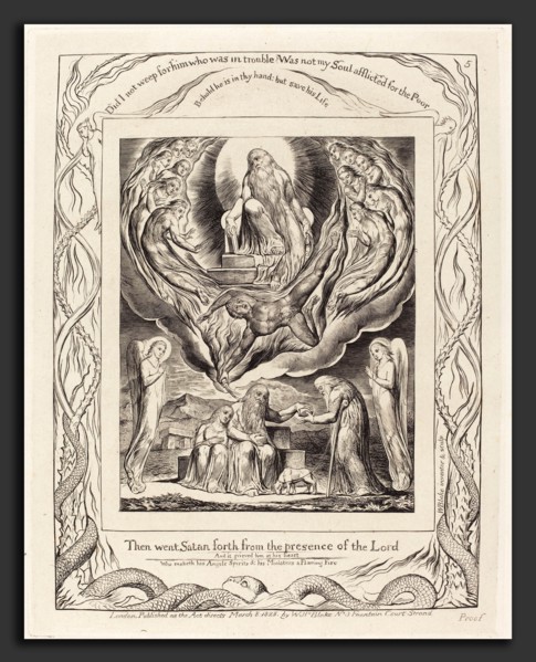 William Blake (British, 1757 - 1827), Satan Going Forth from the Presence of the Lord, 1825,