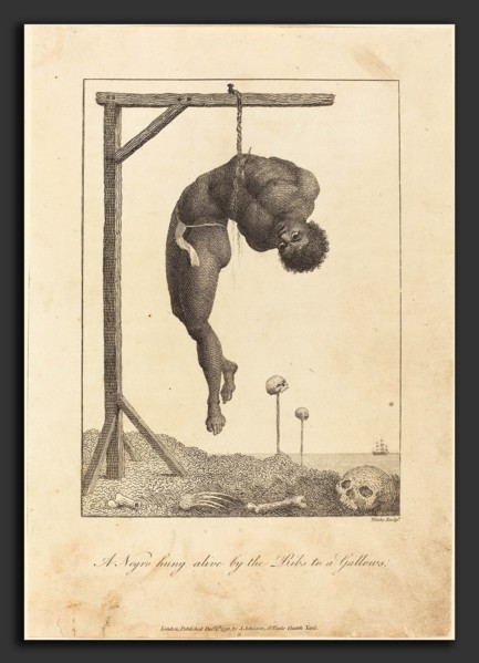 William Blake after John Gabriel Stedman (British, 1757 - 1827), A Negro hung alive by the Ribs to