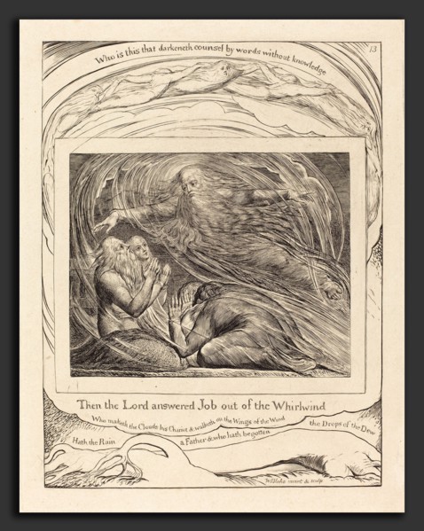 William Blake (British, 1757 - 1827), The Lord Answering Job out of the Whirlwind, 1825, engraving