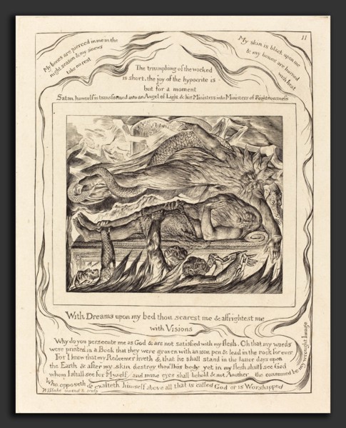 William Blake (British, 1757 - 1827), Job's Evil Dreams, 1825, engraving