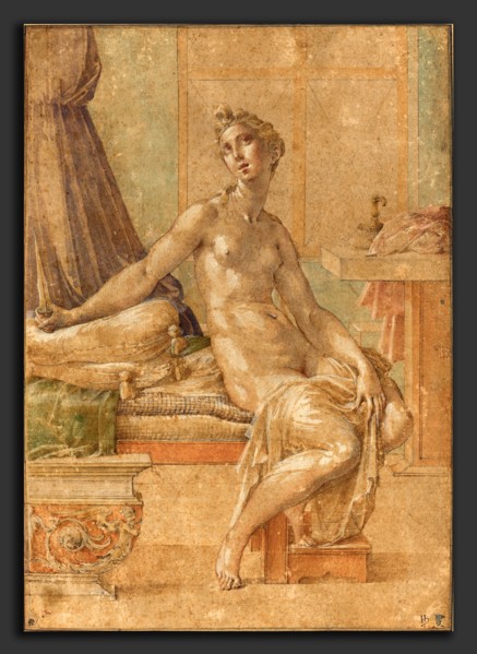 Parmigianino (Italian, 1503 - 1540), Lucretia, probably c. 1539, watercolor heightened with white