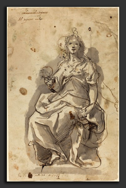 Cherubino Alberti (Italian, 1553 - 1615), Justice, pen and brown ink with gray wash over black