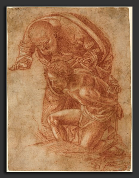 Workshop of Luca Signorelli, The Sacrifice of Isaac, c. 1500, red chalk with white heightening on